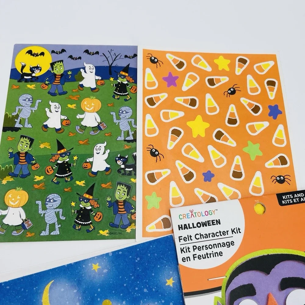 Lot of 7 Halloween Greeting Cards Ghost Cats Dogs Stickers Packs and Sheets‎